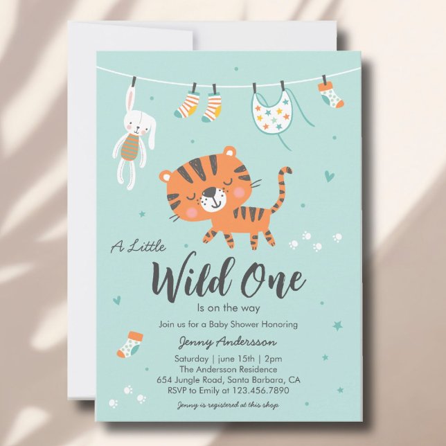Cute Jungle Tiger Baby Shower Invitation (Creator Uploaded)