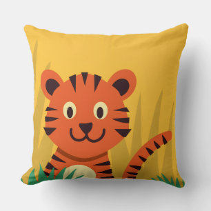 Cute Jungle Tiger Throw Pillow
