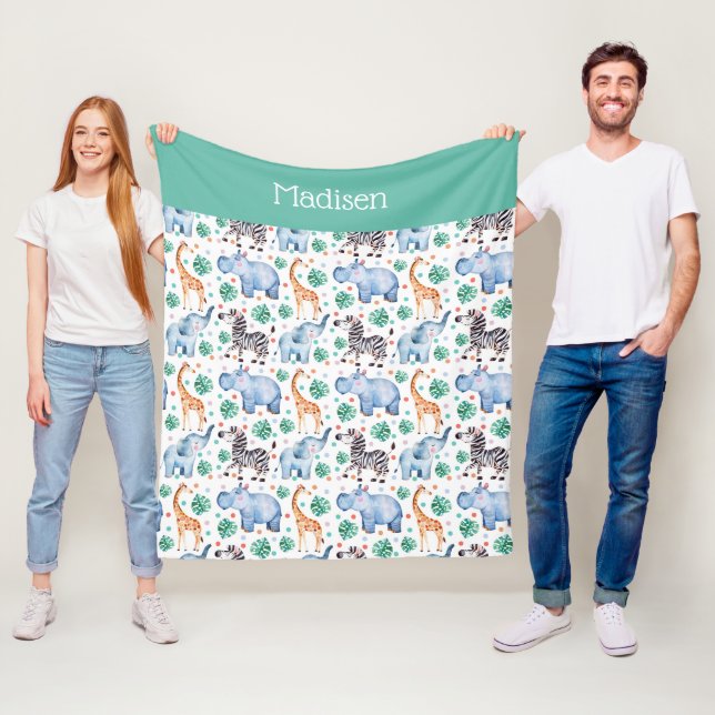 Cute Jungle Wild Animals Fleece Blanket (In Situ)