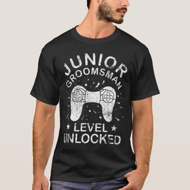 Cute Junior Groomsman Gaming Wedding Party Jr Boys T-Shirt (Front)