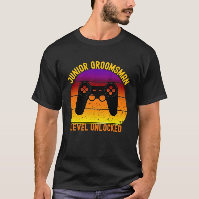 Cute Junior Groomsman Gaming Wedding Party Jr Boys T-Shirt (Front)