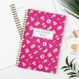 Cute Junk Food Pattern on Pink   Personalised Planner