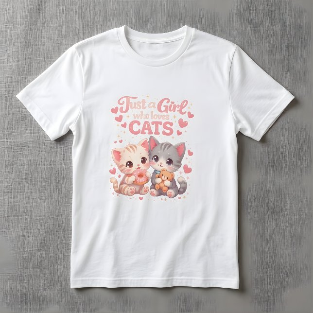 Cute Just a Girl Who Loves Cats Cute Kittens  T-Shirt (Creator Uploaded)
