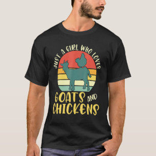 Cute Just A Girl Who Loves Chickens Goats Girls T-Shirt
