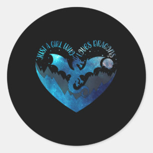 Cute Just A Girl Who Loves Dragons Cute Heart Drag Classic Round Sticker