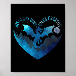 Cute Just A Girl Who Loves Dragons Cute Heart Drag Poster