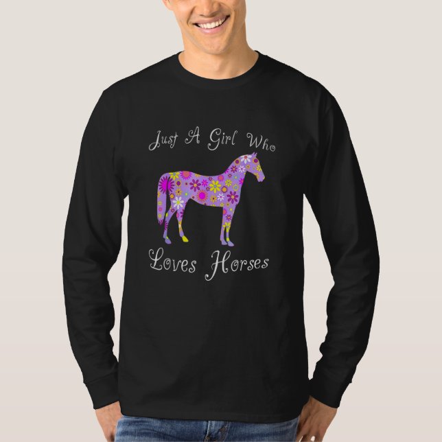Cute Just A Girl Who Loves Horses T-Shirt (Front)