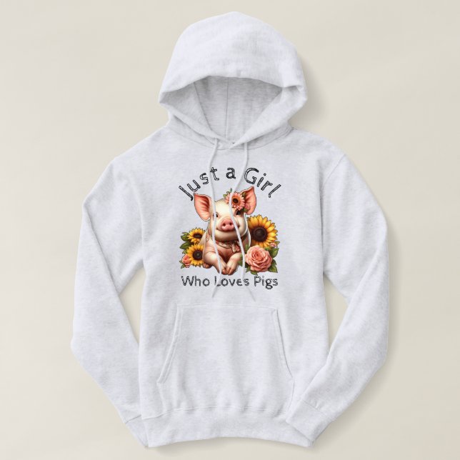 Cute Just A Girl Who Loves Pigs Hoodie (Design Front)