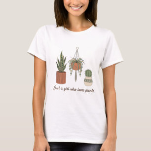 Cute "Just a Girl Who Loves Plants" Retro Boho  T-Shirt