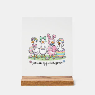 Cute Just an Eggcited Goose Easter Day Girl Women  Acrylic Sign