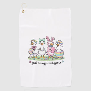Cute Just an Eggcited Goose Easter Day Girl Women  Golf Towel