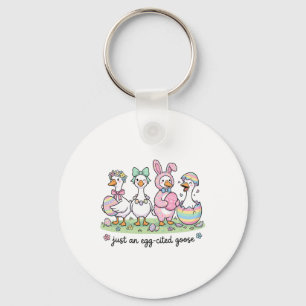 Cute Just An Eggcited Goose Easter Day Girl Women  Key Ring