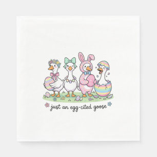 Cute Just an Eggcited Goose Easter Day Girl Women  Napkin