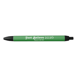 Cute Just Believe Green New Year 2026 Black Ink Pen