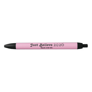 Cute Just Believe Pink New Year 2026 Black Ink Pen