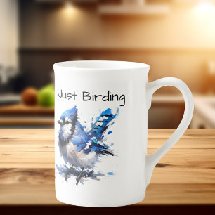 Cute Just Birding Blue Jay Bone China Mug