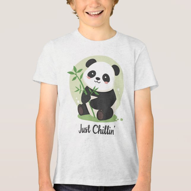 Cute "Just Chillin'" Panda Bear Tri-Blend Shirt (Front)