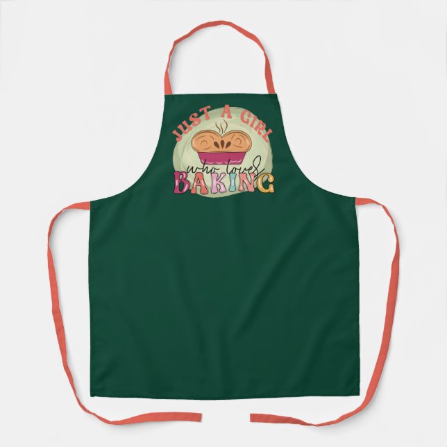 Cute just girl loves baking kitchen apron (Front)