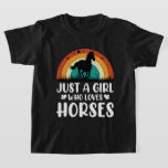 Cute just girl loves horses word art T-Shirt<br><div class="desc">Cute just girl loves horses word art T-Shirt</div>