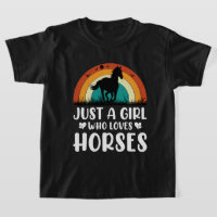 Cute just girl loves horses word art