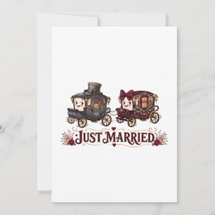 Cute Just Married Carriages Wedding Gift Invitation