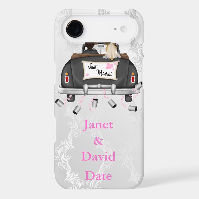 CUTE JUST MARRIED IPHONE 5 CASE WHITE DAMASK (Back)
