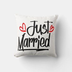 Cute Just Married Wedding Newlywed Bride MRS Cushion