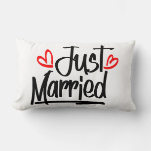 Cute Just Married Wedding Newlywed Bride MRS Lumbar Cushion