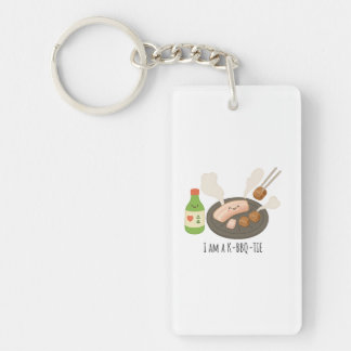 Cute K-BBQ and Soju Illustration – Korean Food Pun Key Ring