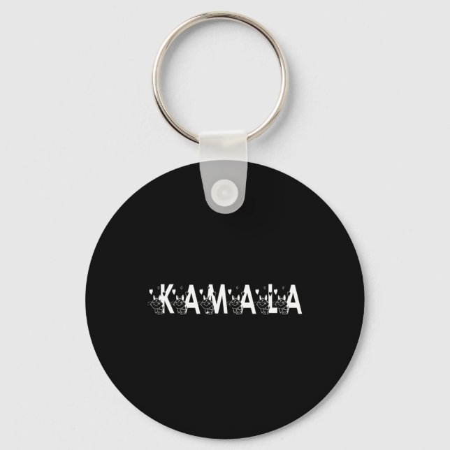 Cute Kamala Cat Letter Font Graphic  Key Ring (Front)
