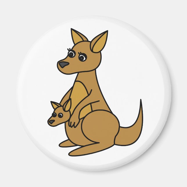 Cute Kangaroo and Joey Magnet (Front)