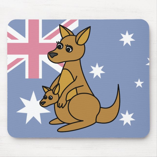 Cute Kangaroo and Joey Mouse Pad (Front)