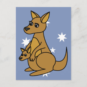 Cute Kangaroo and Joey Postcard