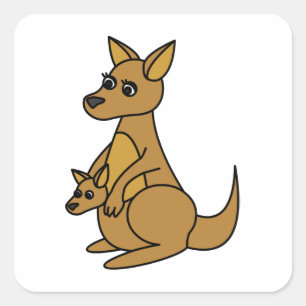Cute Kangaroo and Joey Square Sticker