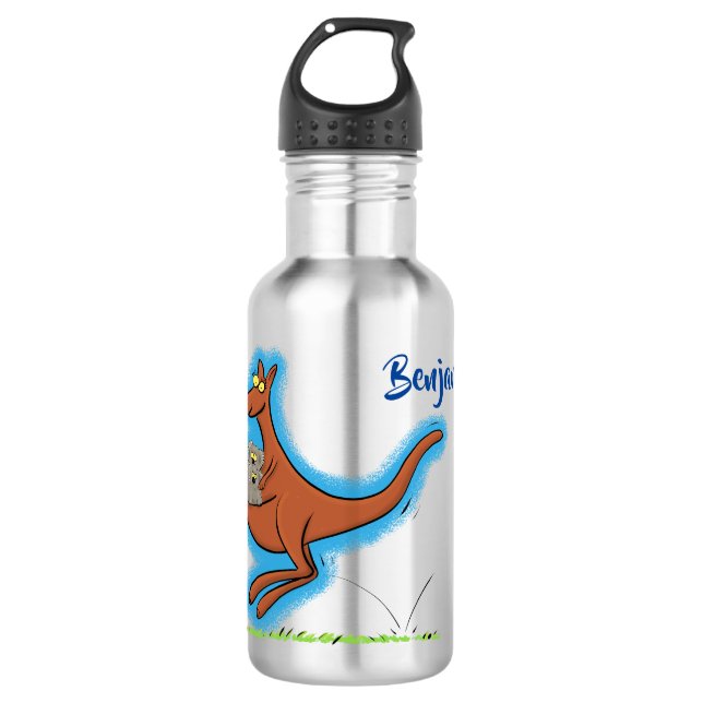Cute kangaroo and koalas cartoon illustration 532 ml water bottle (Front)