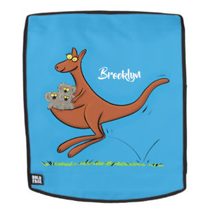 Cute kangaroo and koalas cartoon illustration backpack