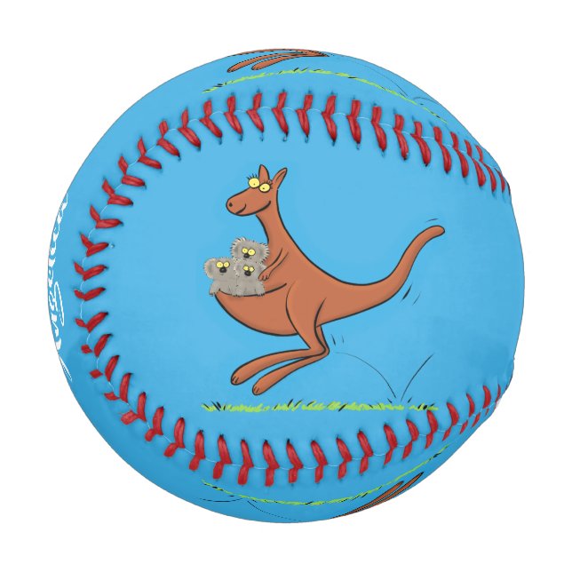 Cute kangaroo and koalas cartoon illustration  baseball (Front Left)