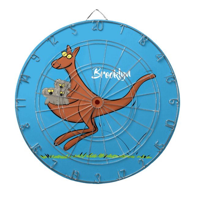 Cute kangaroo and koalas cartoon illustration dartboard (Front)