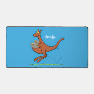 Cute kangaroo and koalas cartoon illustration desk mat