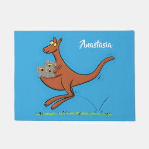 Cute kangaroo and koalas cartoon illustration doormat
