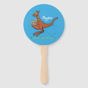 Cute kangaroo and koalas cartoon illustration hand fan