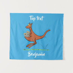 Cute kangaroo and koalas cartoon illustration tapestry