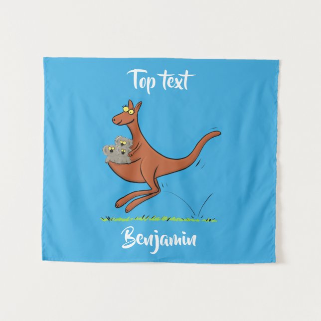 Cute kangaroo and koalas cartoon illustration tapestry (Front (Horizontal))