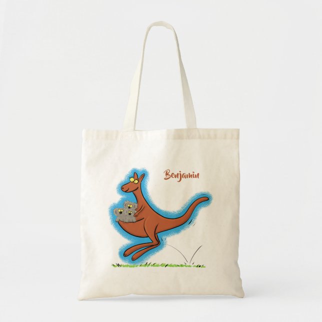 Cute kangaroo and koalas cartoon illustration tote bag (Front)