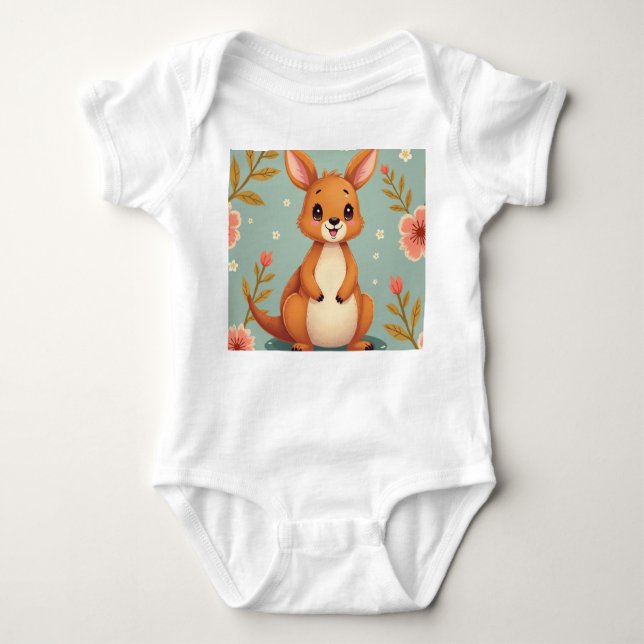 Cute kangaroo baby cloth baby bodysuit (Front)