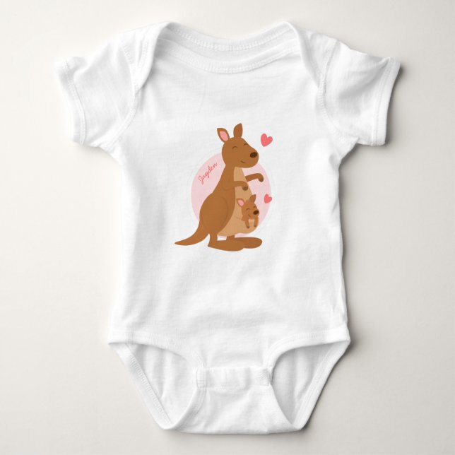 Cute Kangaroo Baby Joey Baby Bodysuit (Front)
