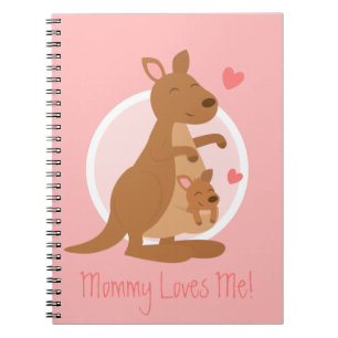 Cute Kangaroo Baby Joey Mother Child For Kids Spiral Notebook