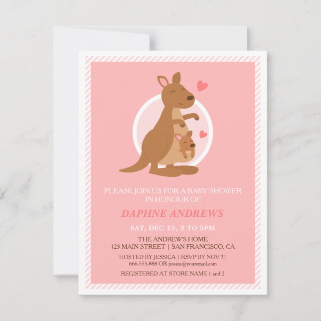 Cute Kangaroo Baby Shower Party Invitations (Front)