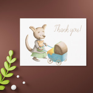 Cute Kangaroo Baby Shower Thank You Postcard