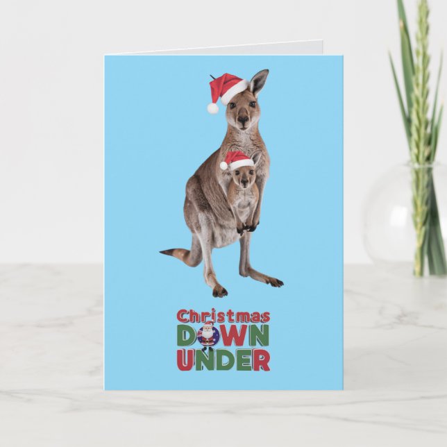 Cute Kangaroo Christmas Holiday Card (Front)